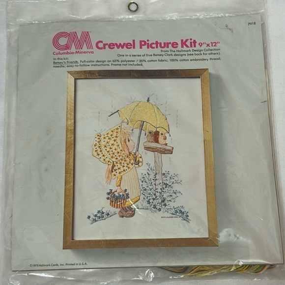 Columbia Minerva Vintage 1975 Crewel Picture Kit/Hallmark “Betsey’s Friends” - Picture 3 of 3